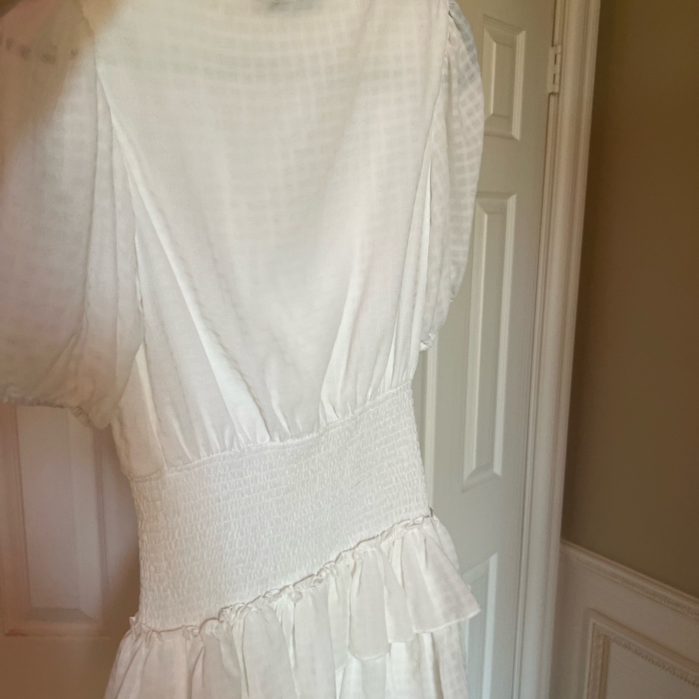 Falling Love White Ruffle Mini Dress - Picture 6 of 6